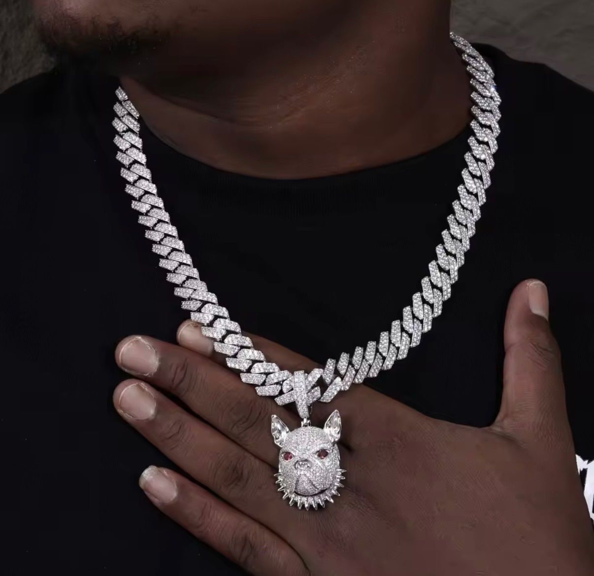 フルアイスアウト】モアサナイト ネックレストップ フレンチブル S925