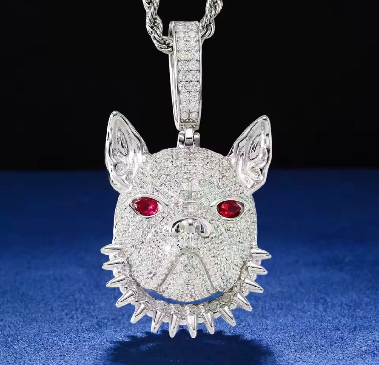 フルアイスアウト モアサナイト ネックレストップ フレンチブル S 925 シルバー925 GRA鑑定書付 ブリンブリン 立体デザイン メンズ Stellux