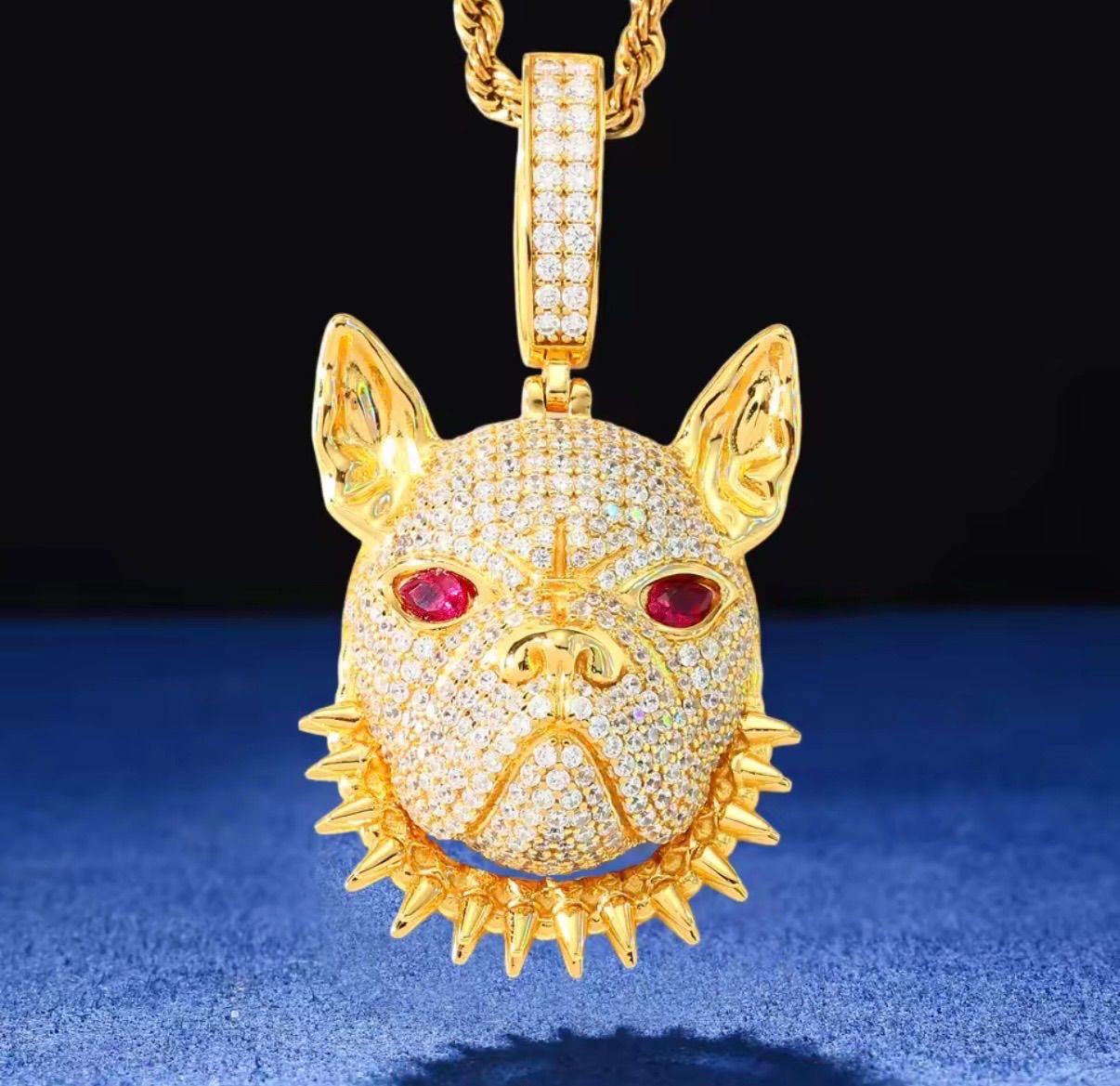 フルアイスアウト モアサナイト ネックレストップ フレンチブル S925 シルバー925 GRA鑑定書付 ブリンブリン 立体デザイン メンズ Stellux