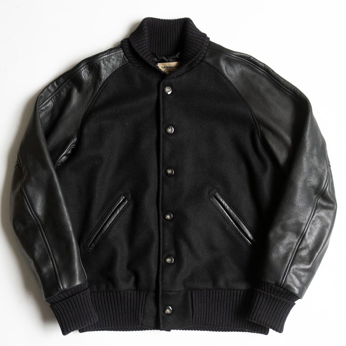 SKOOKUM メルトン×レザー スタジャン 38 スクーカム ブラック ジャケット 25101127