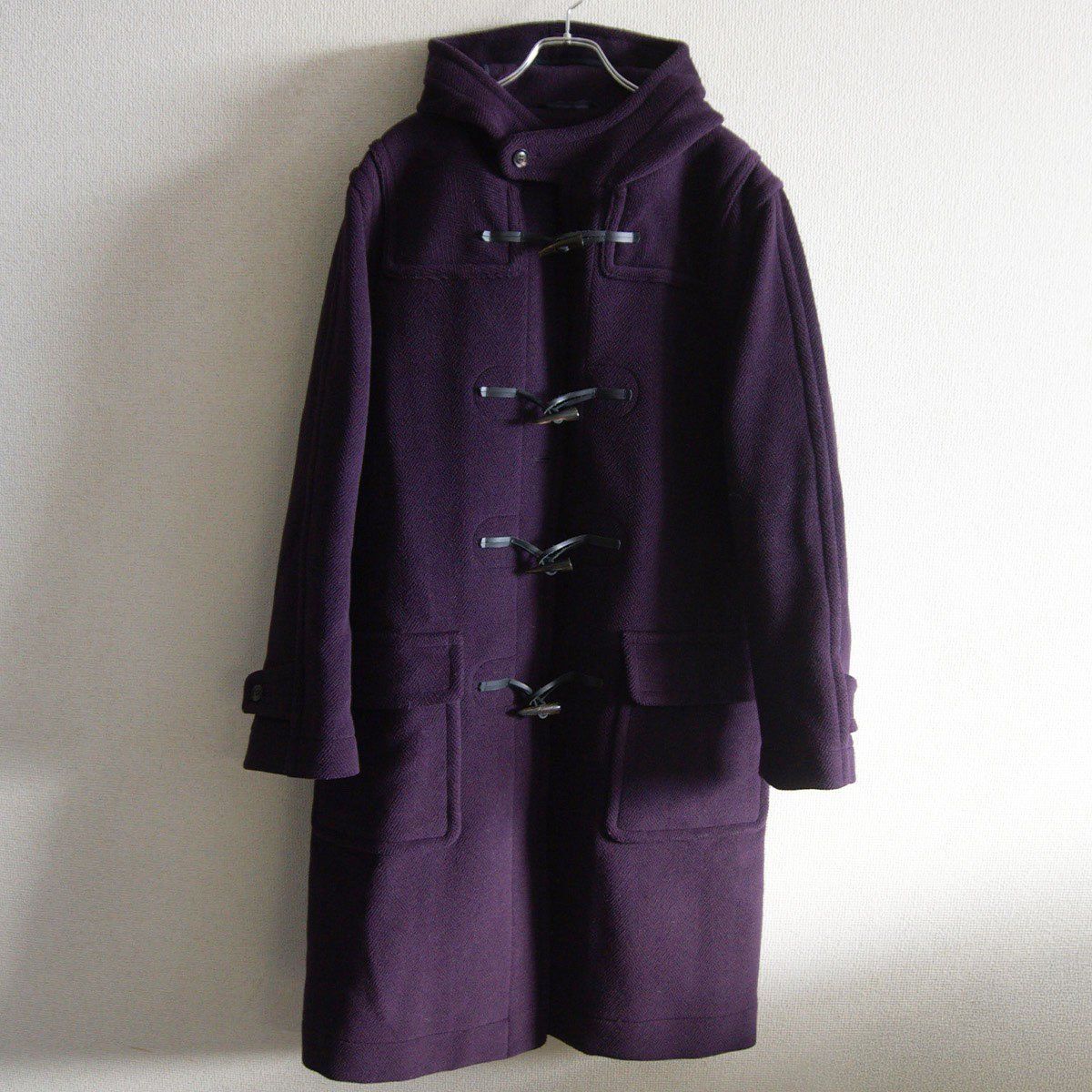 Joshua Ellisファブリック INVERTERE ヘリンボーン ウール ダッフルコート 40 パープル インバーティア 25101186