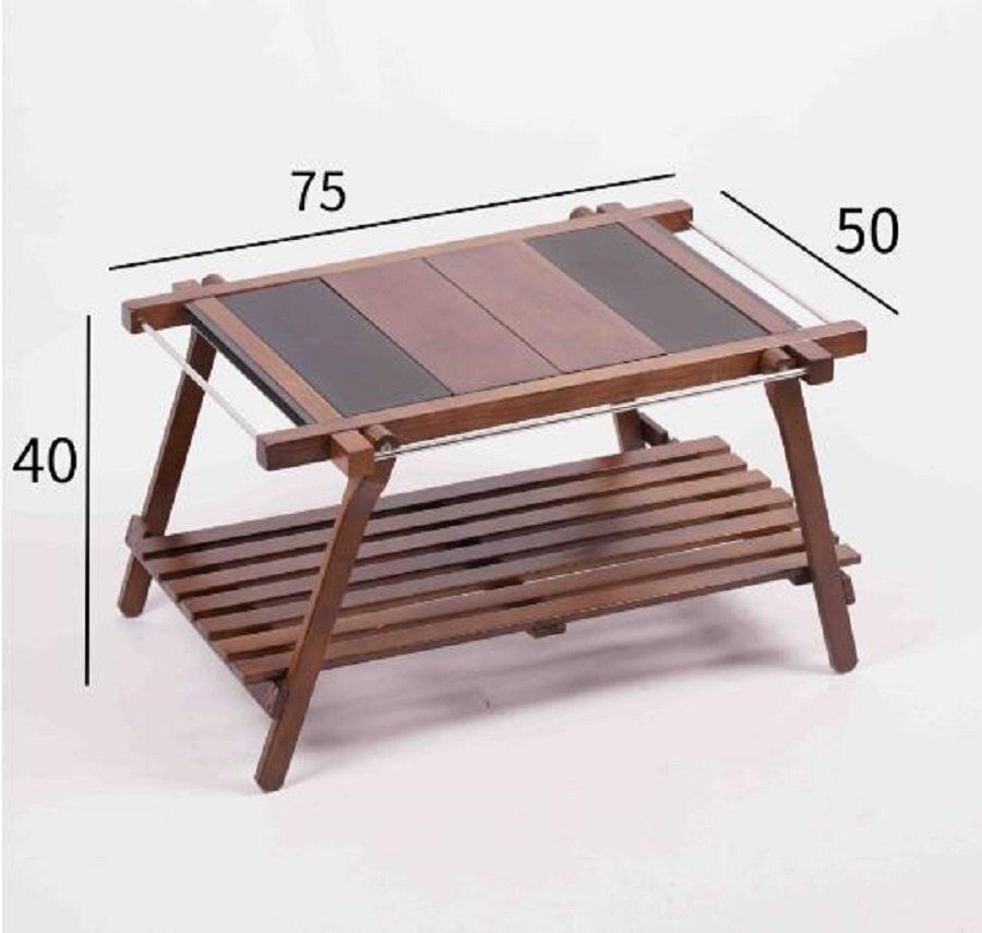 高品質 木製 折りたたみ IGT規格 2段テーブルフレームと天板5枚 セット 超軽量5kg キャンプアウトド ア 収納付き75×50×40cm