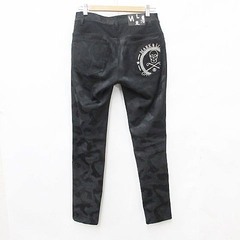 マークアンドロナ MARK LONA ゴルフ スポーツウエア パンツ ストレッチ ロング カモフラ柄 スカル 黒 ブラック 38