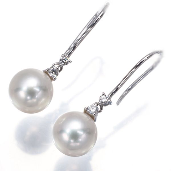 ミキモト ピアス パール 真珠 7.5mm ダイヤ ダイヤモンド K18WG