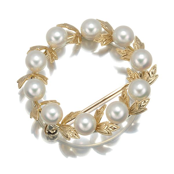 ミキモト ブローチ パール 真珠 5.5-5.7mm サークル K14YG 178214