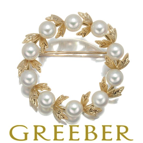 ミキモト ブローチ パール 真珠 5.5-5.7mm サークル K14YG 178214