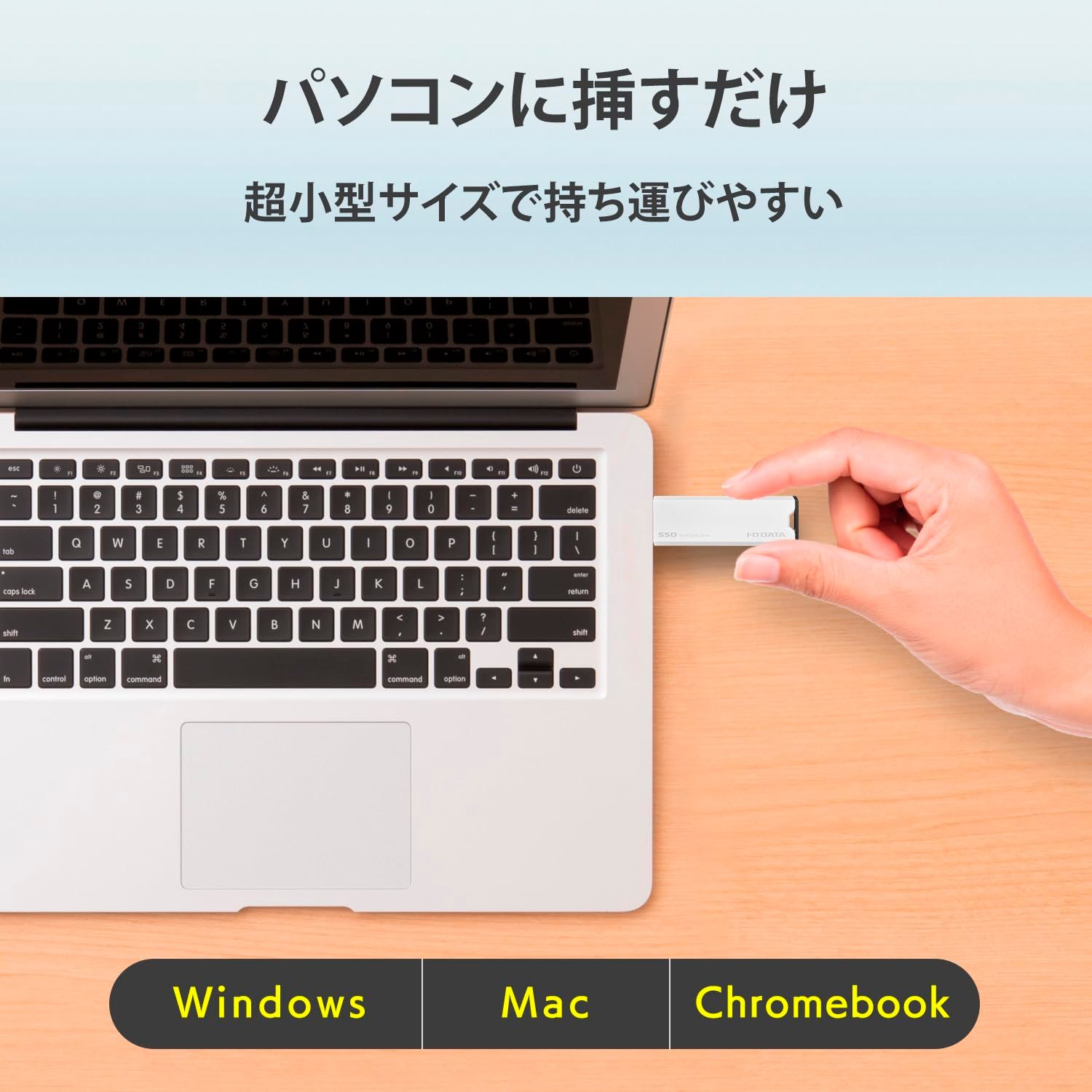 IODATA SSD 外付け 1TB ホワイト×ブラック 小型 スティック ポータブル 高速転送 テレビ録画対応 PS5 PS4 動作 済 USB 3.2 Gen 2 日本メーカー SSPS-US1WE 1TB ホワイト