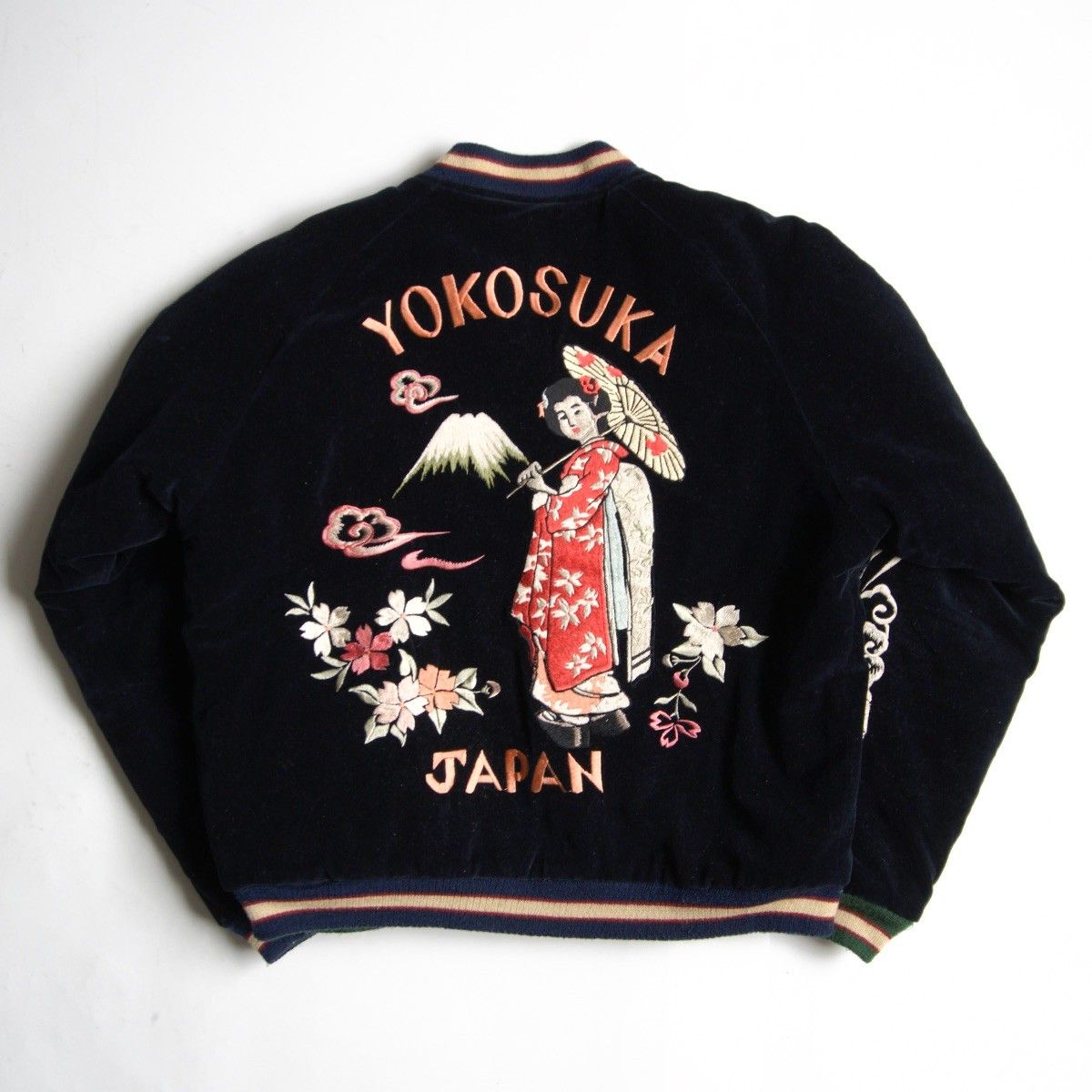 do5 STUSSY スカジャン ビッグロゴ 刺繍 黒×桃色 メンズMサイズ do5