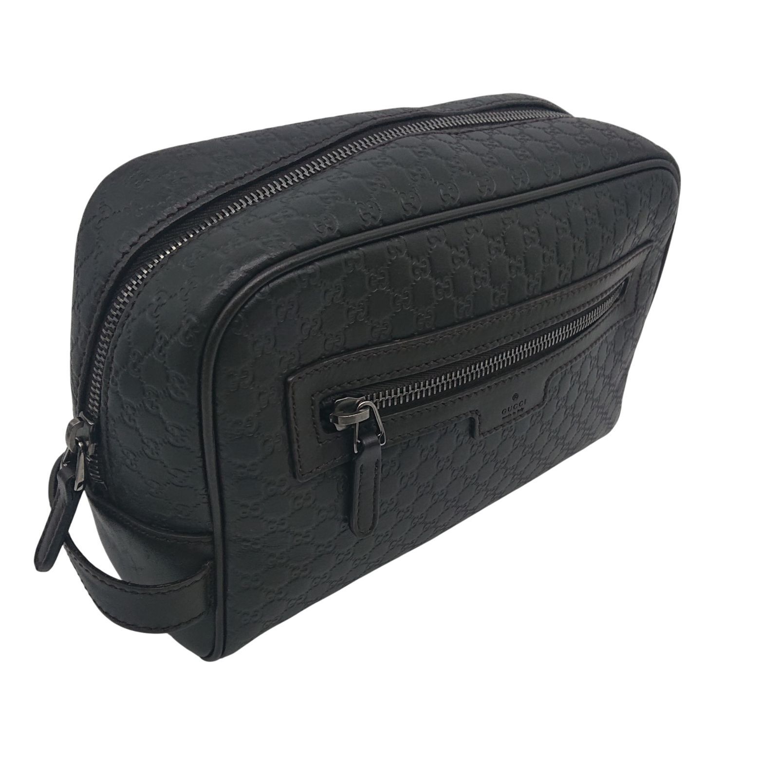 GUCCI グッチ マイクログッチシマ セカンドバッグ クラッチバッグ レザー ダークブラウン