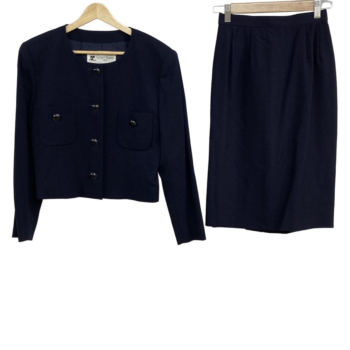 COURREGES クレージュ スカートセットアップ レディース ダークネイビー ひざ丈 長袖