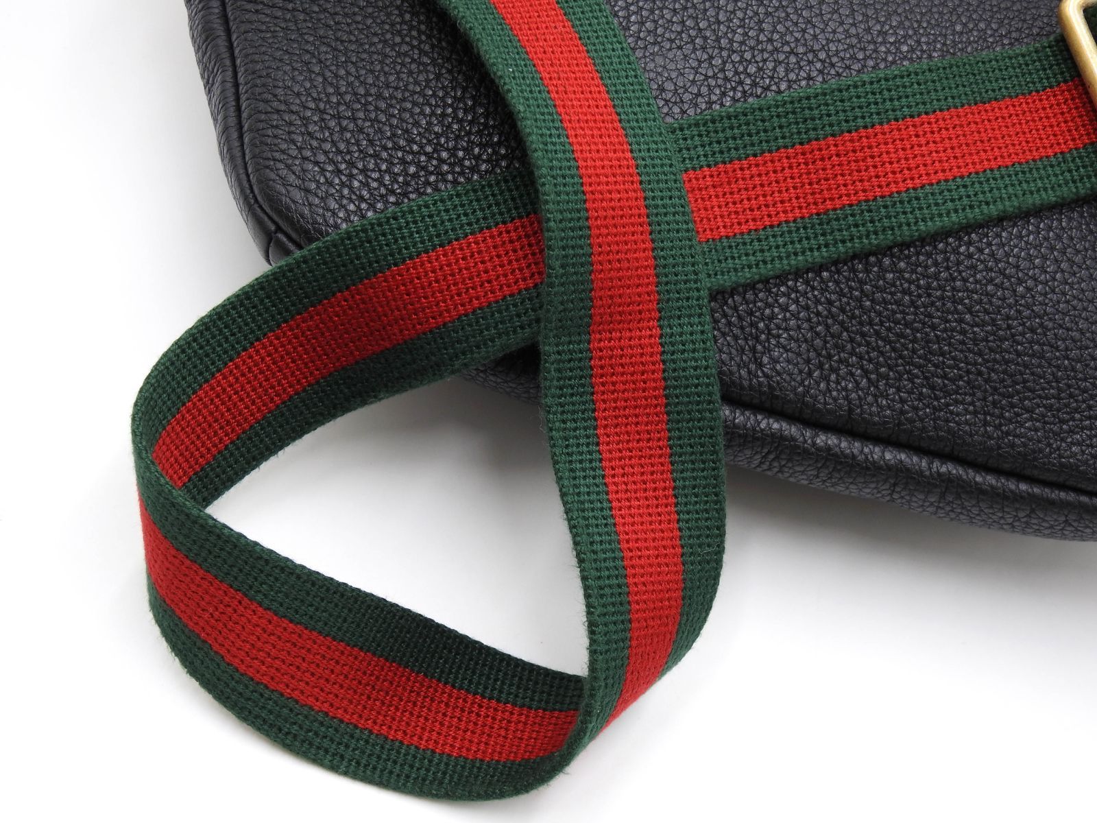 グッチ ロゴプリント シェリーライン ベルトバッグ ボディバッグ ウエストバッグ レザー ブラック レッド グリーン ゴールド金具 530412 DECORATOM_COM_BR
