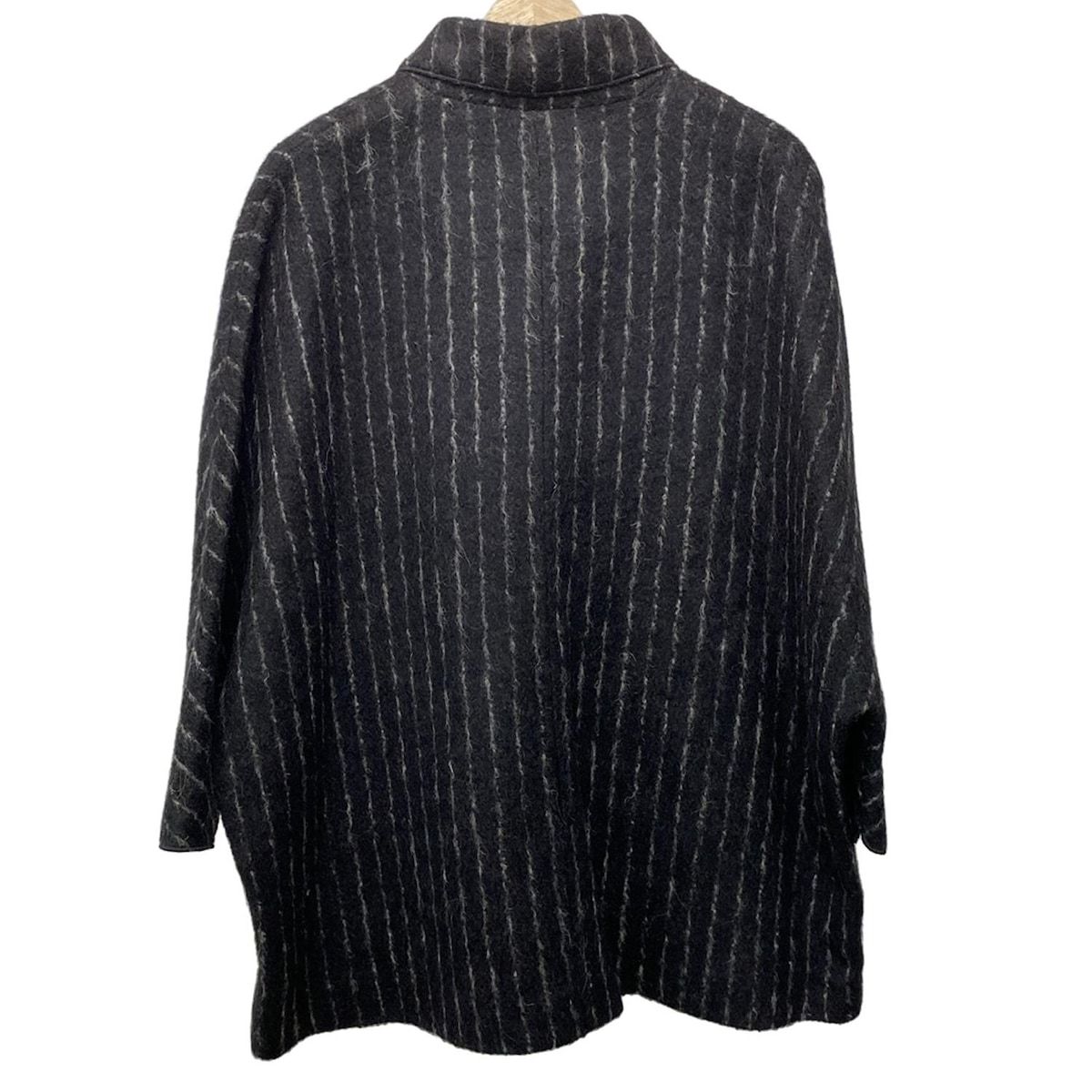 EMPORIOARMANI エンポリオアルマーニ コート サイズ40 M レディース - 黒×ベージュ×ダークブラウン 長袖 ストライプ 秋 冬