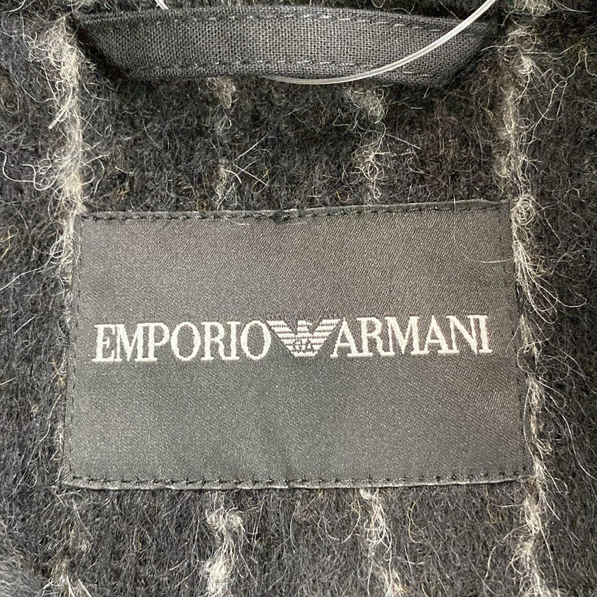 EMPORIOARMANI エンポリオアルマーニ コート サイズ40 M レディース - 黒×ベージュ×ダークブラウン 長袖 ストライプ 秋 冬 GULLKHAN_COM