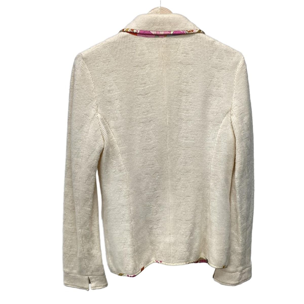 LEONARD SPORT レオナールスポーツ ジャケット サイズ40 M レディース - アイボリー×ピンク×マルチ 長袖 ニット 秋 冬