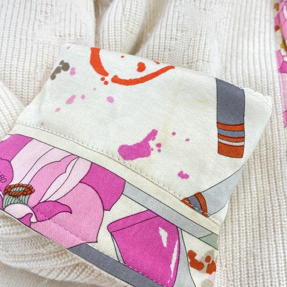 LEONARD SPORT レオナールスポーツ ジャケット サイズ40 M レディース - アイボリー×ピンク×マルチ 長袖 ニット 秋 冬 GULLKHAN_COM