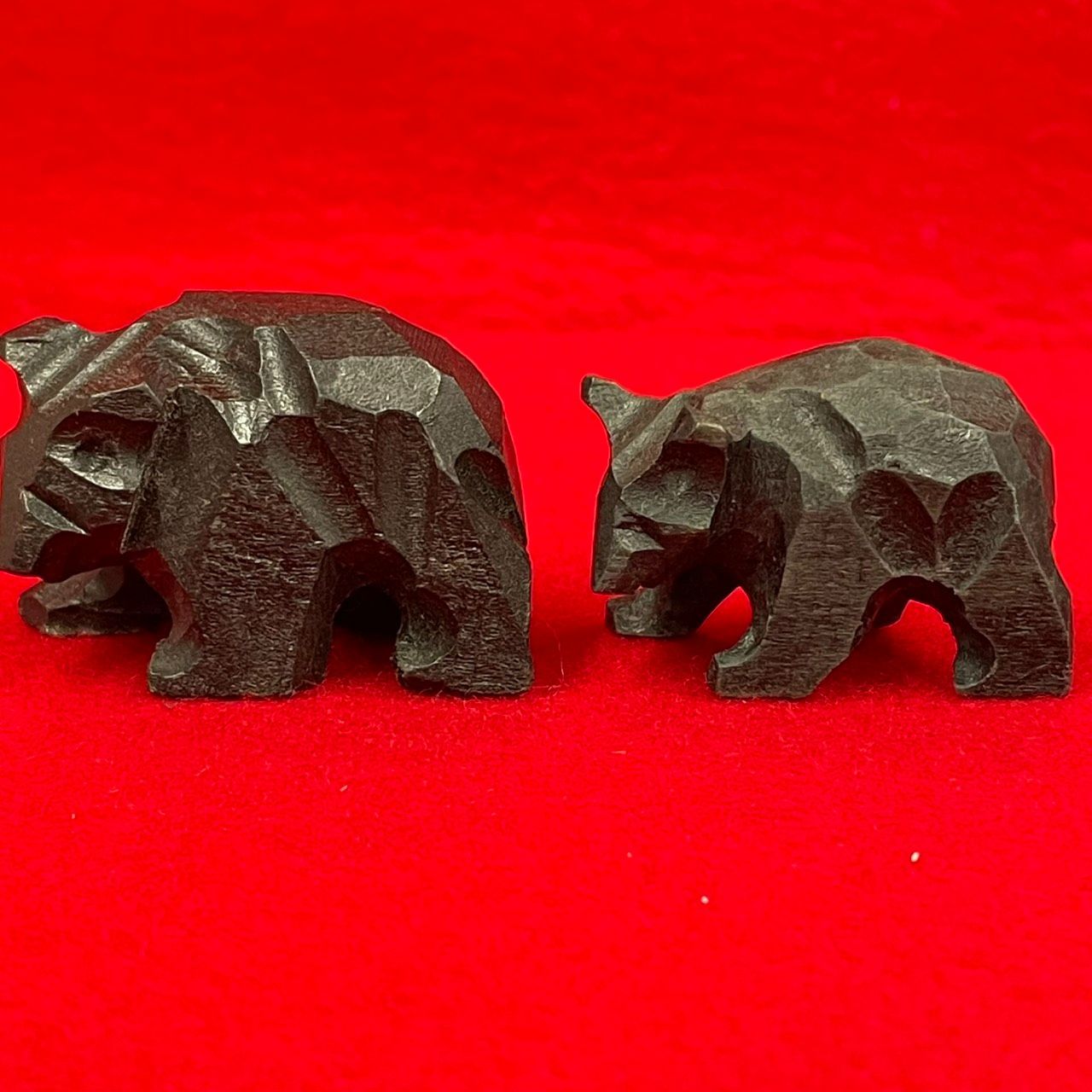 熊 ミニ 木彫り 親子 一刀彫 民芸品 北海道 郷土玩具 農民美術 ② N-9