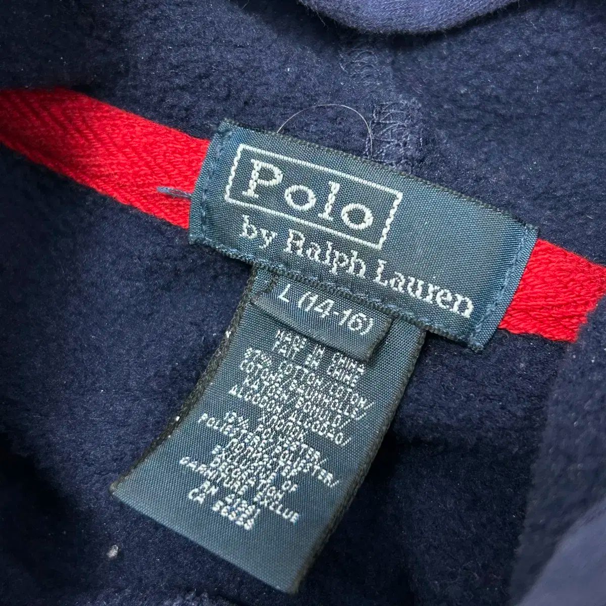 ポロ ネイビー ビックポニー 星条旗 ジップアップパーカー 14-16