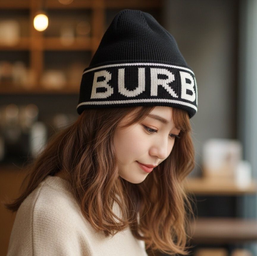 BURBERRY バーバリー カシミヤ ニットキャップ ブラック BURBERRY バーバリー カシミヤ ニットキャップ ブラック