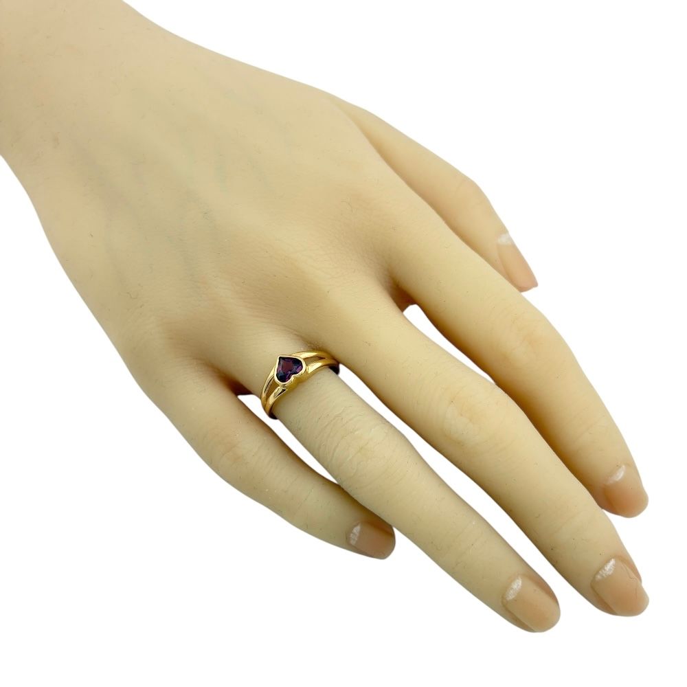 リング 指輪 11.5号 18金 K18イエローゴールド ガーネット レディース