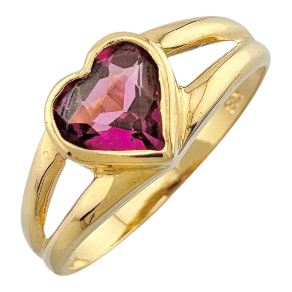 リング 指輪 11.5号 18金 K18イエローゴールド ガーネット レディース