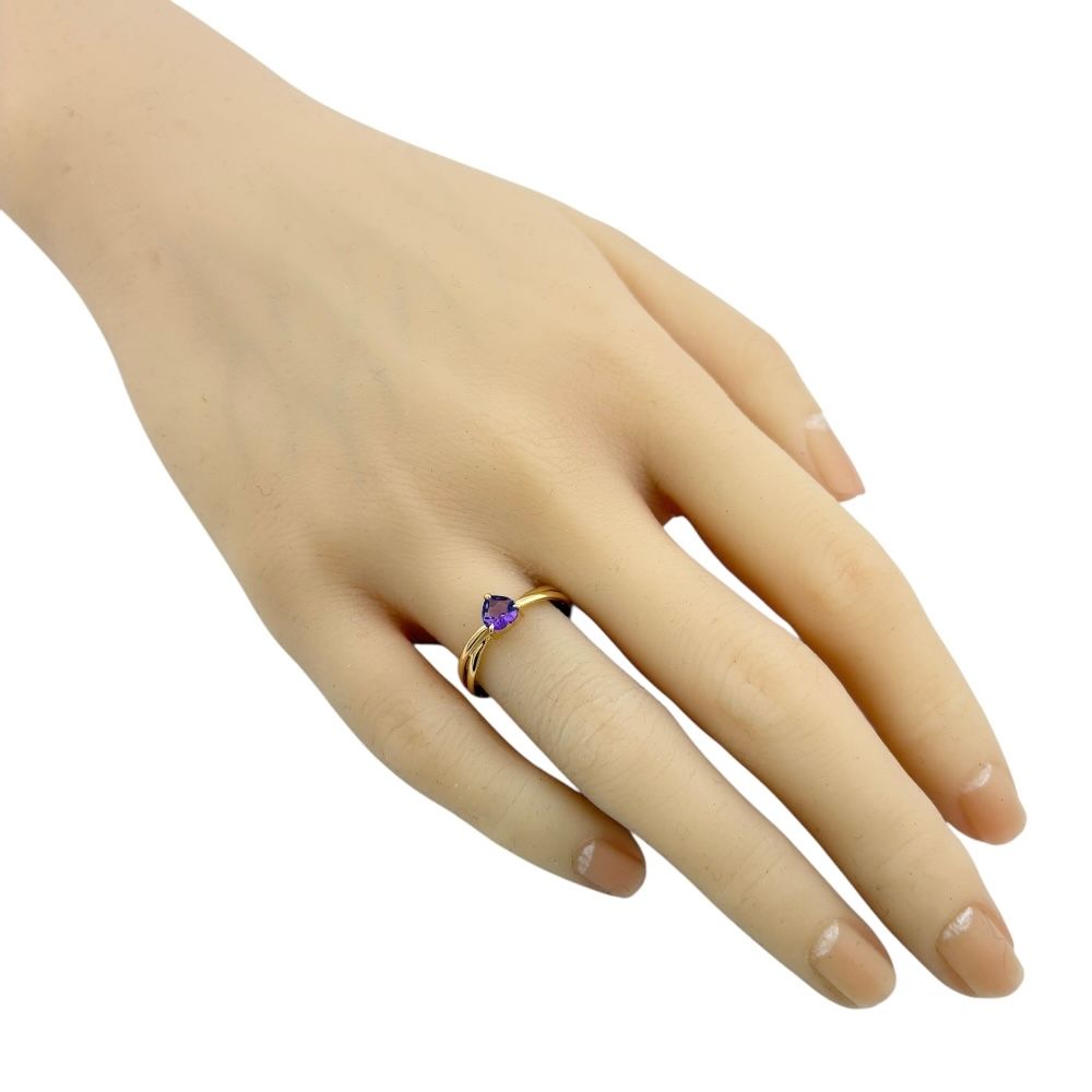 リング 指輪 14号 18金 K18イエローゴールド アメジスト レディース
