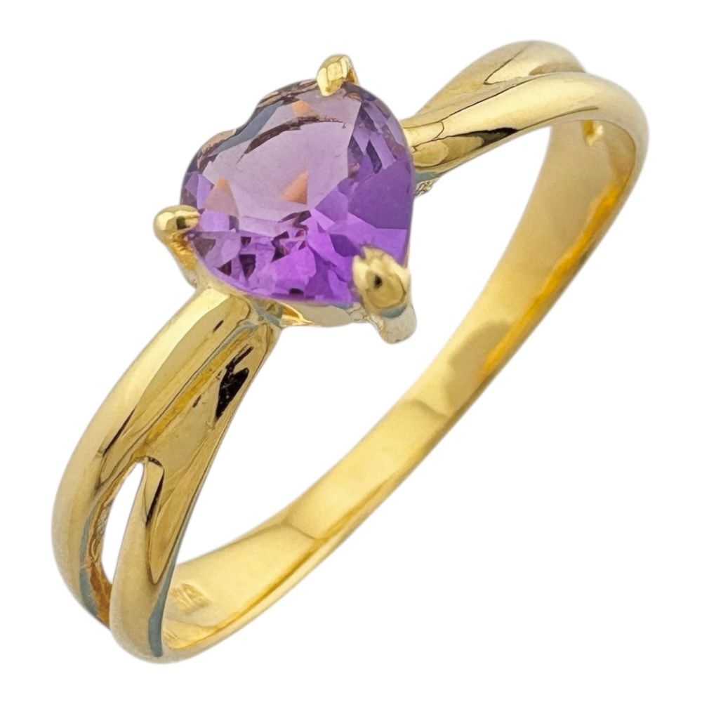 リング 指輪 14号 18金 K18イエローゴールド アメジスト レディース