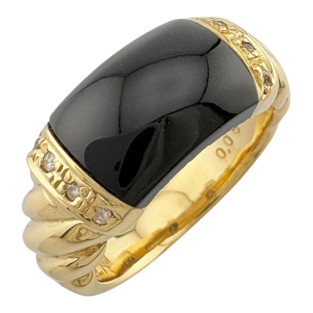 リング 指輪 10.5号 18金 K18イエローゴールド オニキス レディース