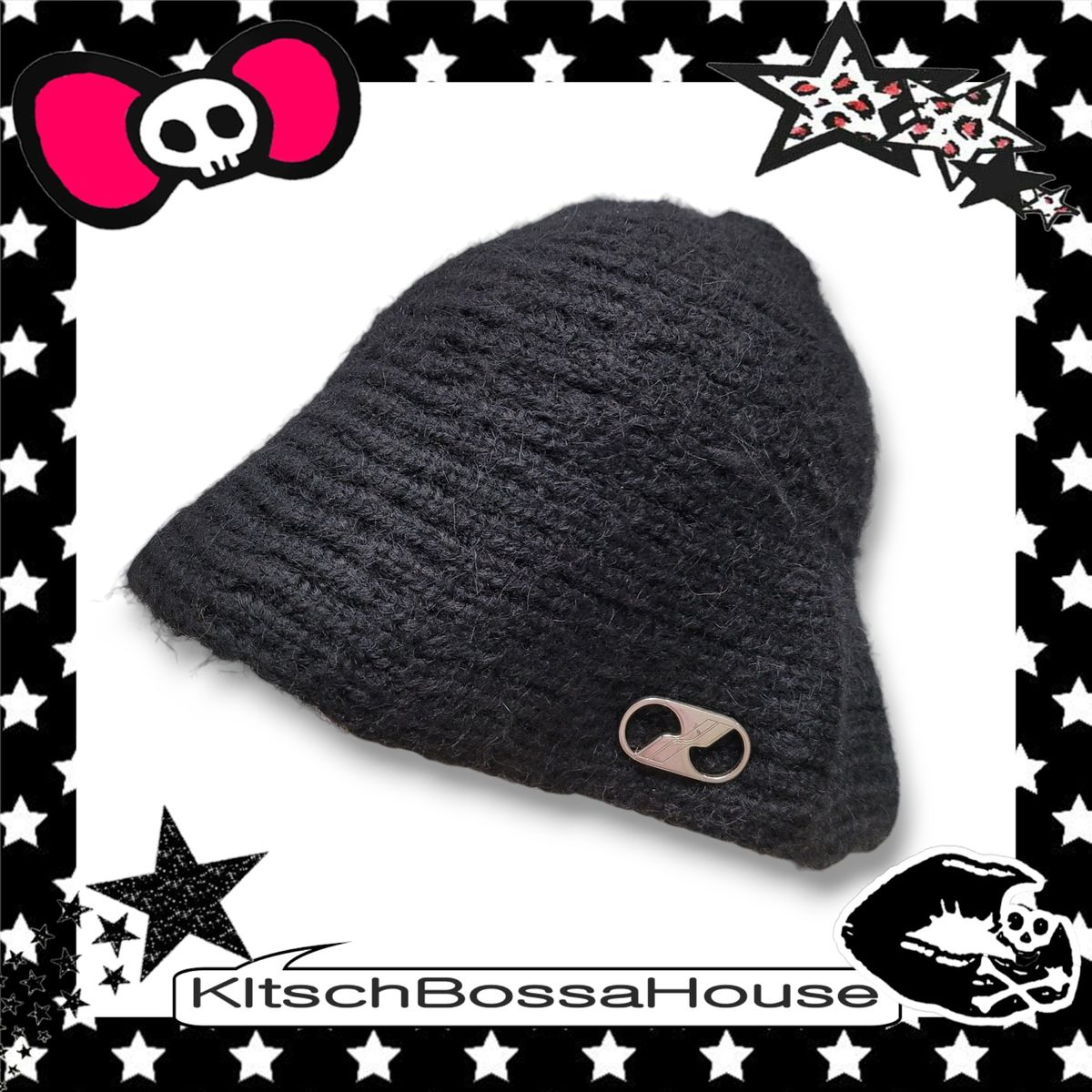 we11done ウェルダン メタル ロゴ ニット バケットハット 帽子