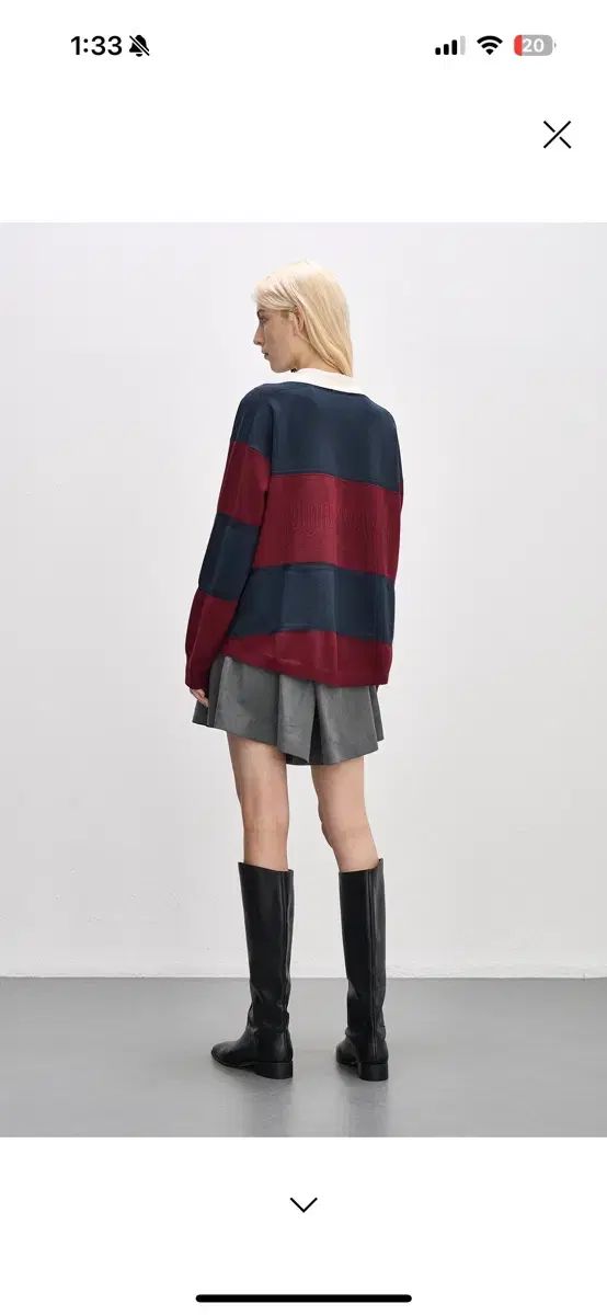 SYSTEM ストライプ ノッチネック ニット トップス 24 fw