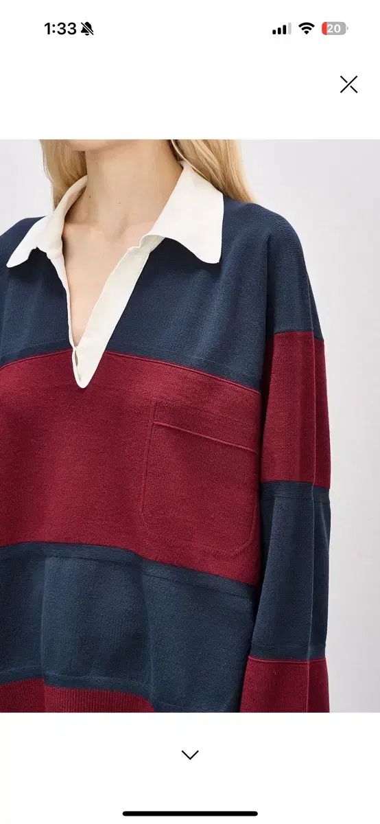 ストライプ ノッチネック