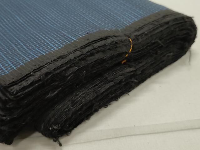 本場大島紬  反物  男物　★値下げしました 平和屋着物▽男性 本場大島紬 反物 着尺 アンサンブ 格子 ふきだ織物