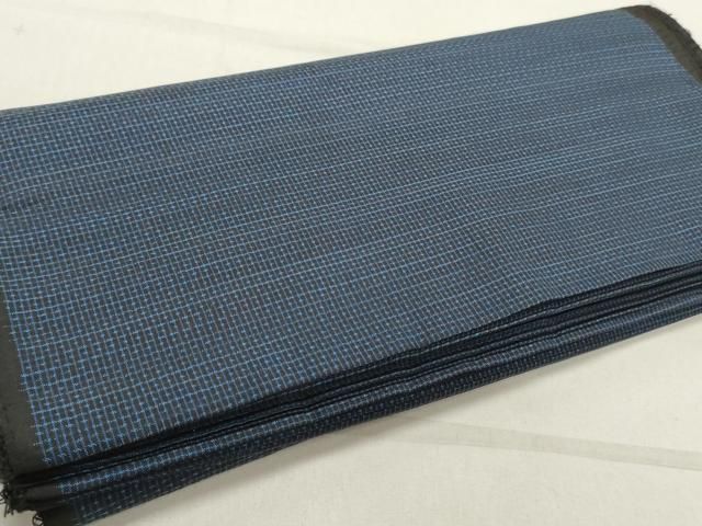 本場大島紬  反物  男物　★値下げしました 平和屋着物▽男性 本場大島紬 反物 着尺 アンサンブ 格子 ふきだ織物