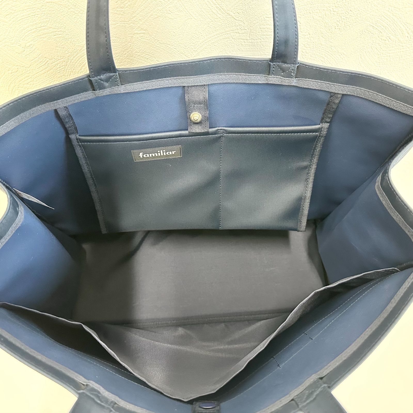 ファミリア　お受験　ネイビー ナイロン トートバッグ リボン付き 返品OK】familiar ファミリア お受験バッグ ナイロン リボン付き