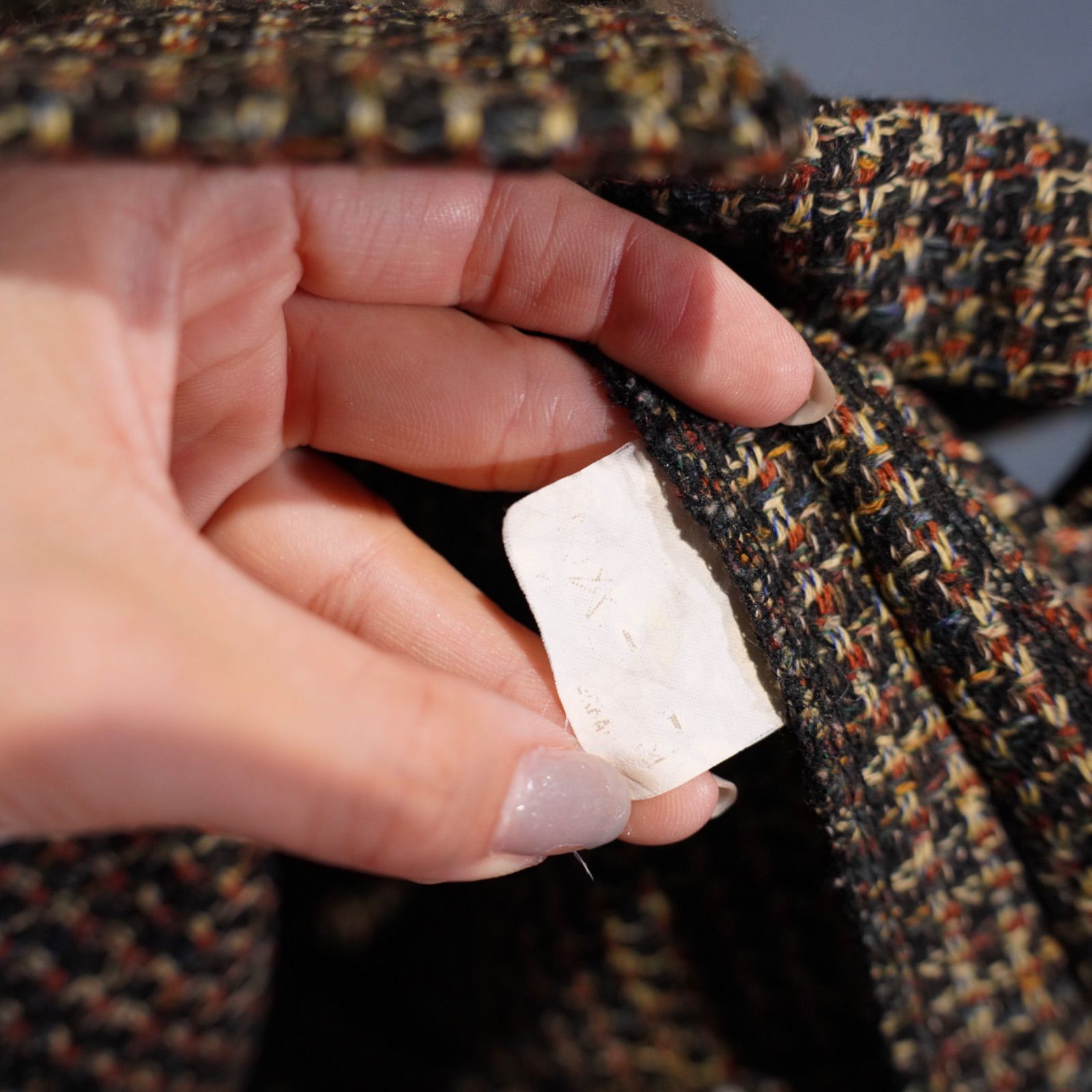 USA VINTAGE Scara HAMBURG NO COLLAR DESIGN CARDIGAN LIKE TWEED JACKET アメリカ古着ノー デザインカーディガン風ツイードジャケット KANDAIZUMI_COM