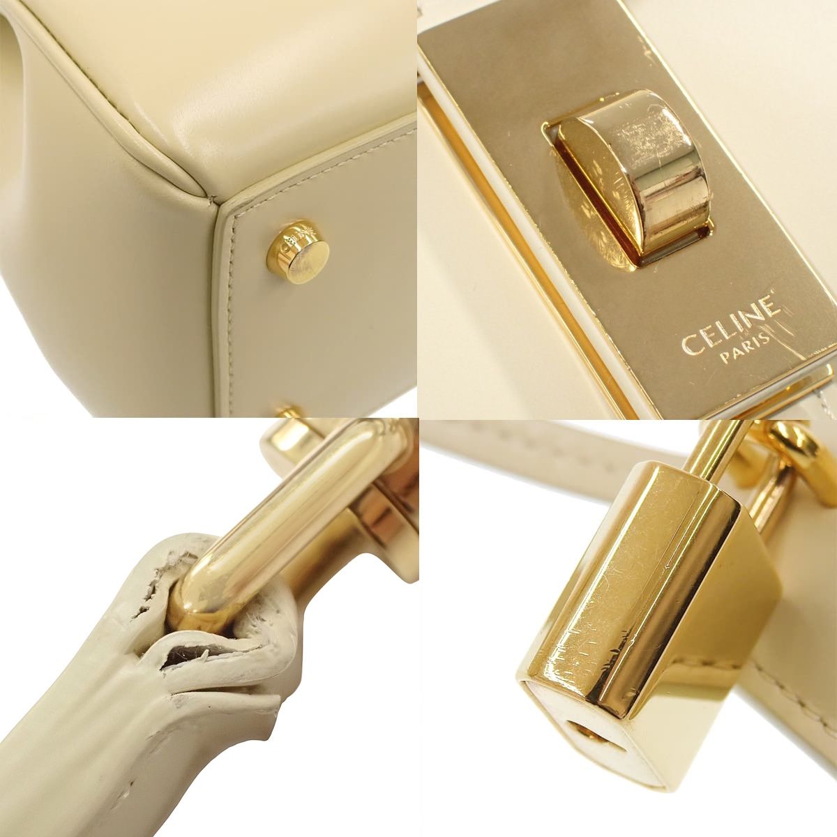 クリーム薄黄色 ゴールド金具