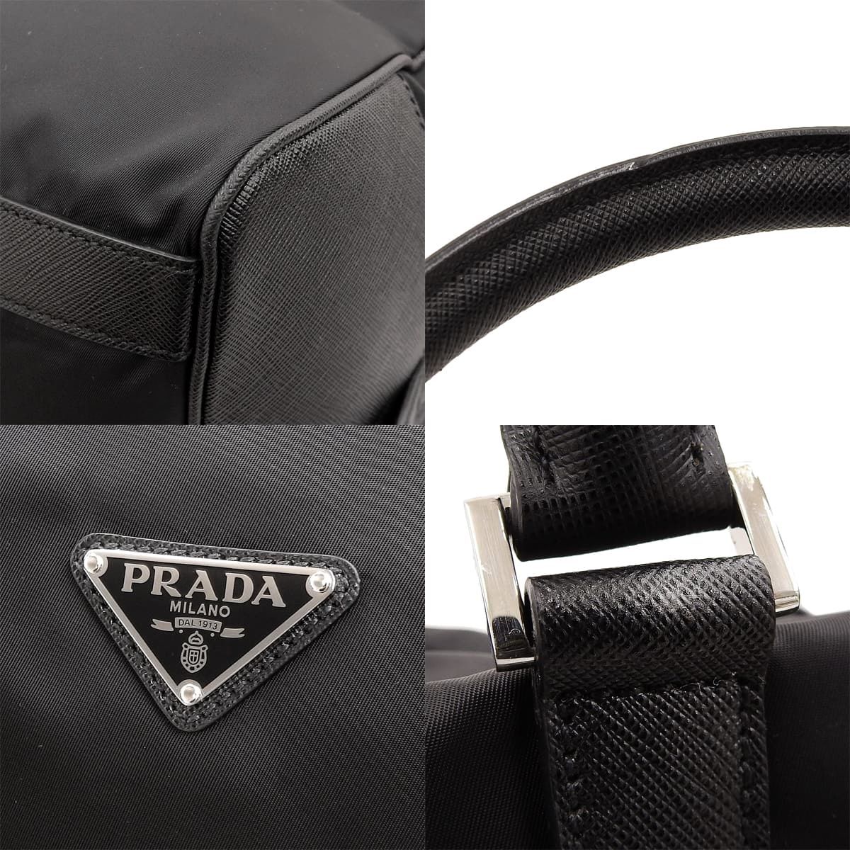 PRADA プラダ ロゴプレート ボストンバッグ ボストンバッグ 2WAY ショルダー 旅行バッグ トラベルバッグ ナイロン サフィアーノレザー ブラック黒 シルバー金具 メンズ 40802161480 アラモード DECORATOM_COM_BR