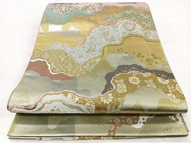 平和屋着物○六通柄袋帯 吉祥文 金糸 正絹 逸品 CAAV6993hy 平和屋