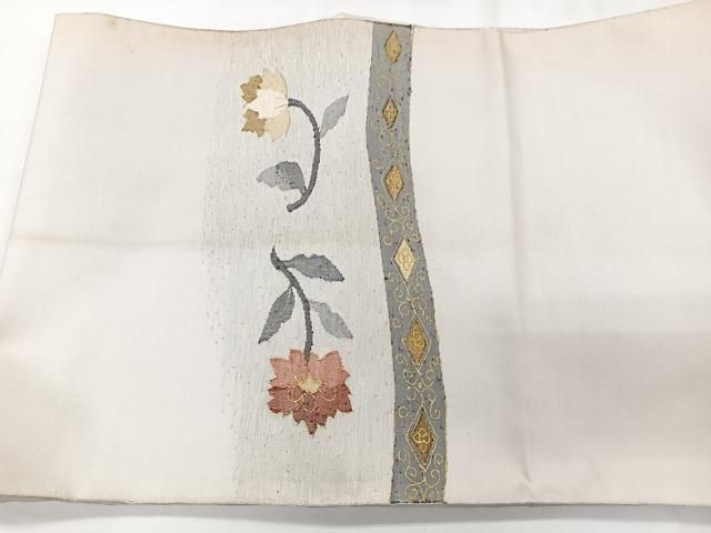 平和屋着物●太鼓柄袋帯　紬地　切嵌花蝶文　金彩　正絹　逸品　CABF5335hy 平和屋着物○太鼓柄袋帯 紬地 切嵌花蝶文 金彩 正絹