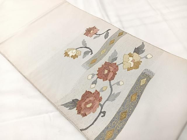 平和屋着物○太鼓柄袋帯 花織 横段吉祥文 正絹 逸品 CAAY2551hy