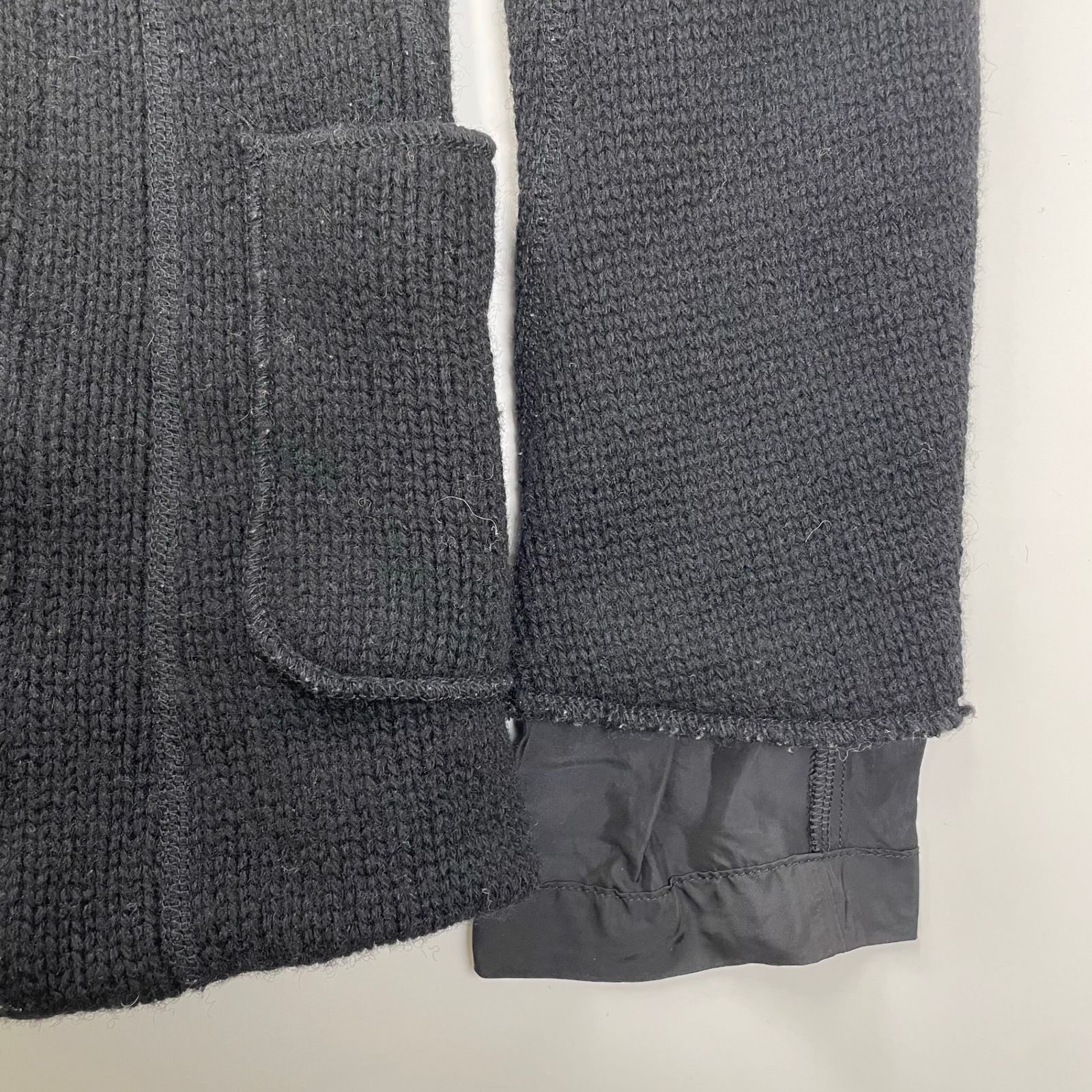 ジュンヤワタナベ アシンメトリーポケット ウールニットスリムコート