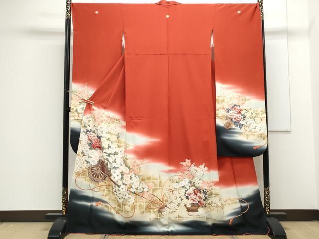 平和屋着物□豪華振袖 駒刺繍 御所車花文 銀糸 やまと誂製 正絹