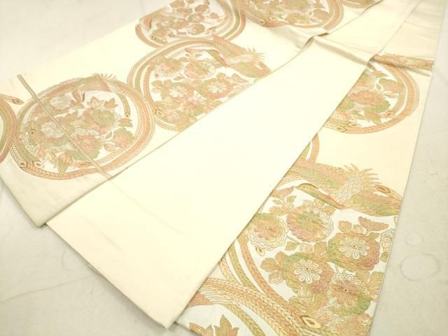 専用です★逸品　クリーニング済み　手描き友禅　正絹綸子に糸巻き、花丸文 平和屋着物◎六通柄袋帯 花鳥丸文 金糸 正絹 逸品 DAAX2156xg - メルカリ