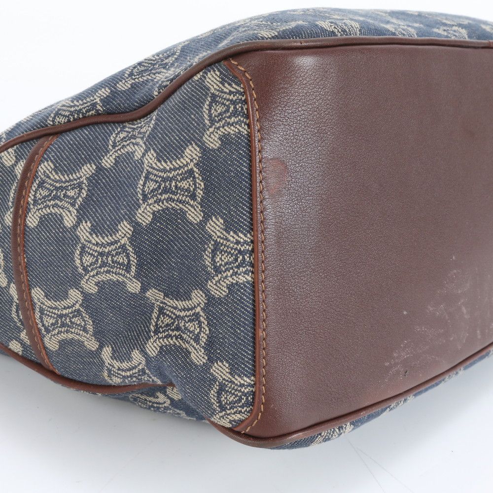 極美品 セリーヌ パリ マカダム ブギー バッグ デニム レザー