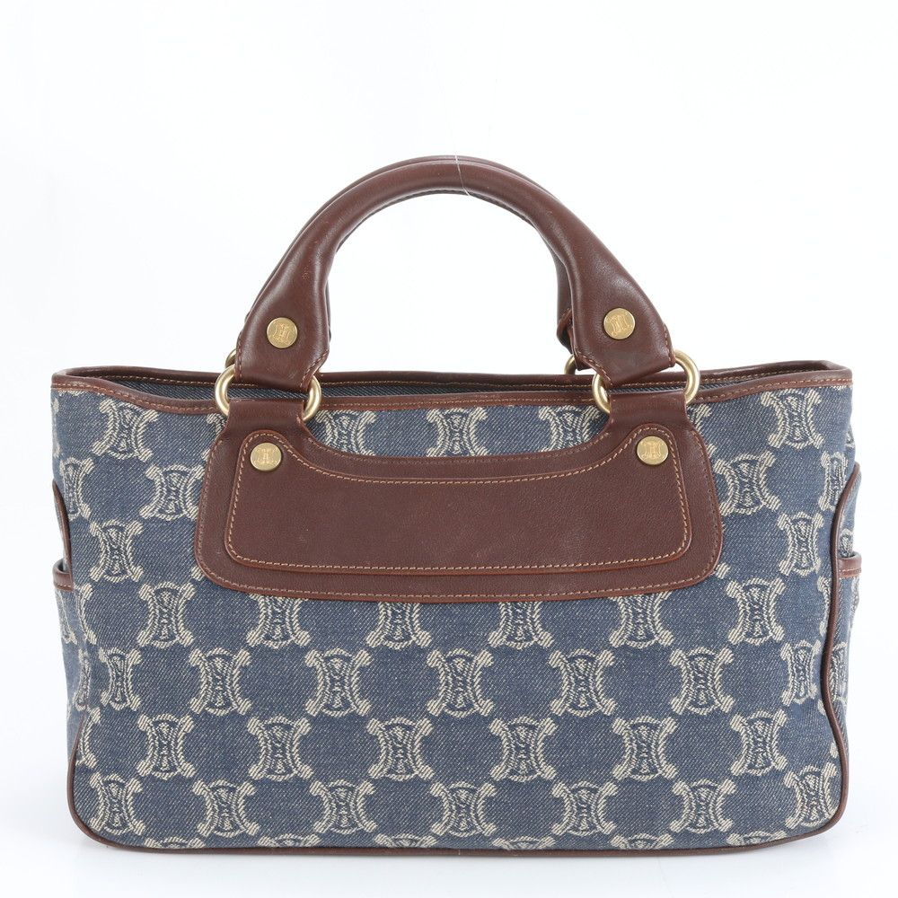 【美品】CELINE セリーヌ ケース マカダム デニム ゴールド金具 極美品 セリーヌ パリ マカダム ブギー バッグ デニム レザー