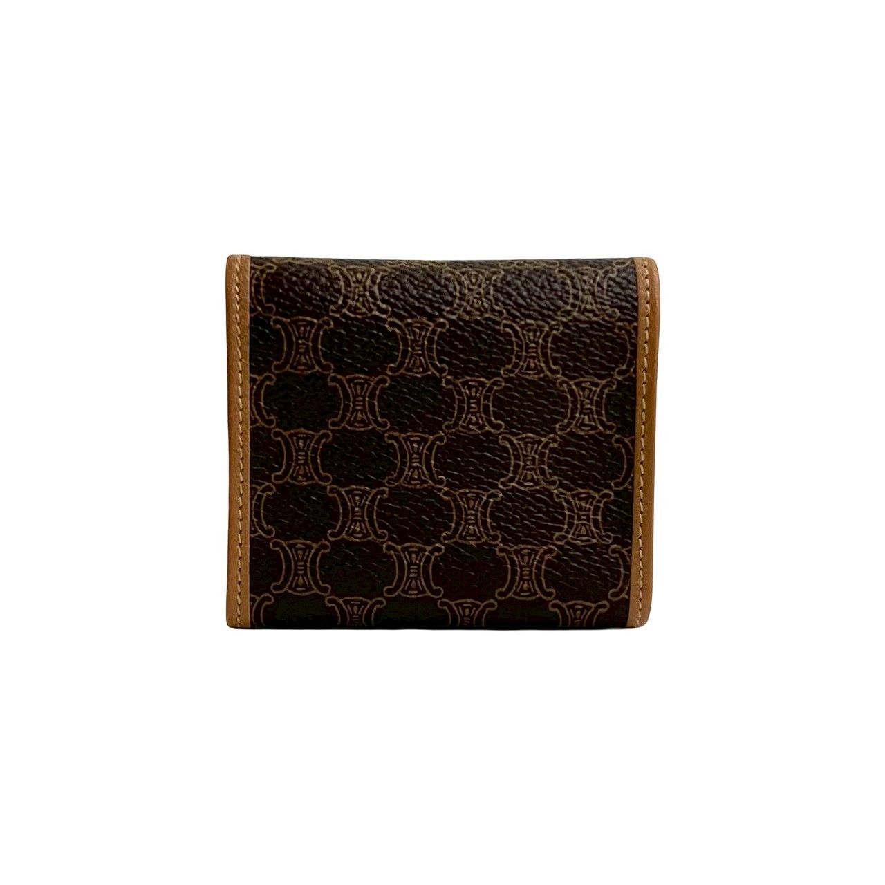 品 き CELINE セリーヌ マカダム ブラゾン トリオンフ 柄 ロゴ 金具 レザー コインケース 小銭入れ ブラウン 28752