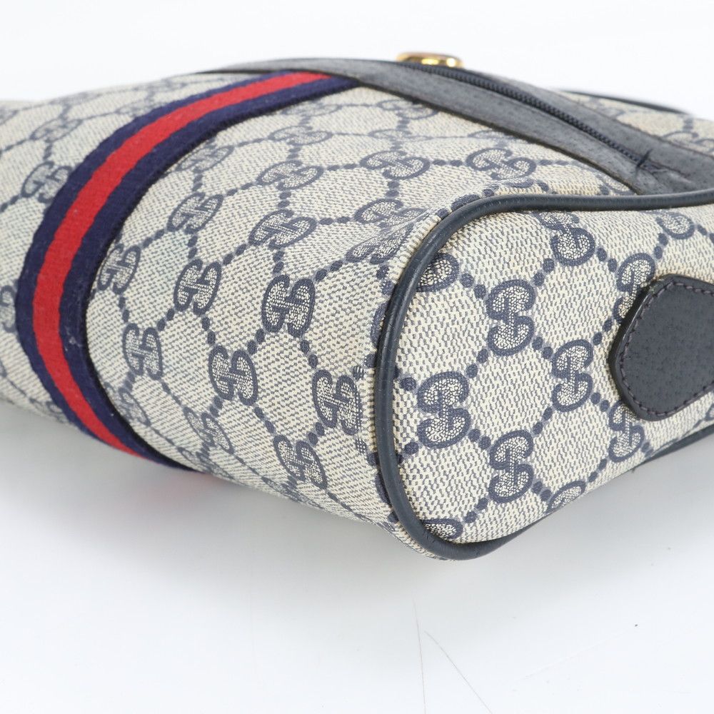 【美品】グッチ ショルダーバッグ GGスプリーム シェリーライン ロゴプレート 美品 ヴィンテージ オールド グッチ GG スプリーム シェリー