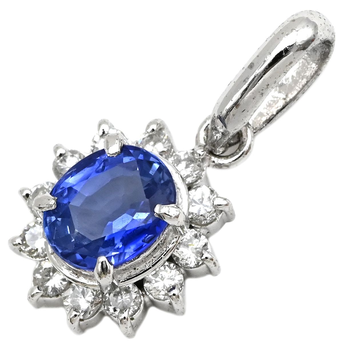 ペンダントトップ Pt900 ダイヤモンド サファイア プラチナシルバー×ブルー プラチナム ペンダントヘッド ダイヤ サファイア