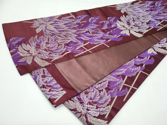 平和屋着物◎アンティーク 大正ロマン 全通柄袋帯 草花文 正絹 逸品