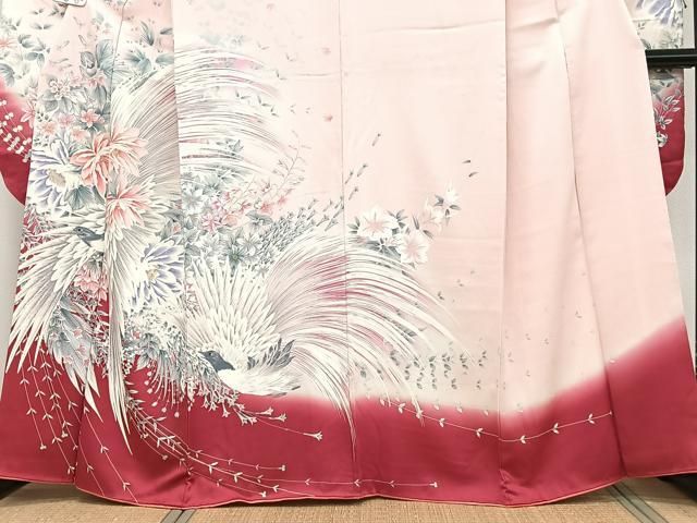 平和屋着物□豪華振袖 花鳥文 暈し染め 金銀彩 正絹 逸品 CAAZ0518xi