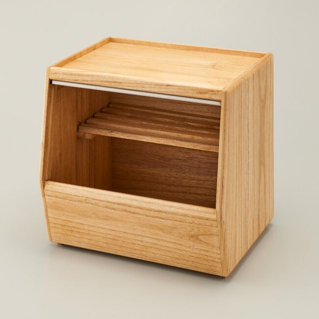 野菜ストッカー KIRISAI 桐のやさい櫃 OSPY 1 桐 木製 ストッカー すのこ板付 スノコ 野菜収納ケース キッチンストッカー 野菜櫃 野菜びつ 前開き フラップ式 片手開閉 スタッキング 果物 根菜 フルーツストッカー ナチュラル 天然木